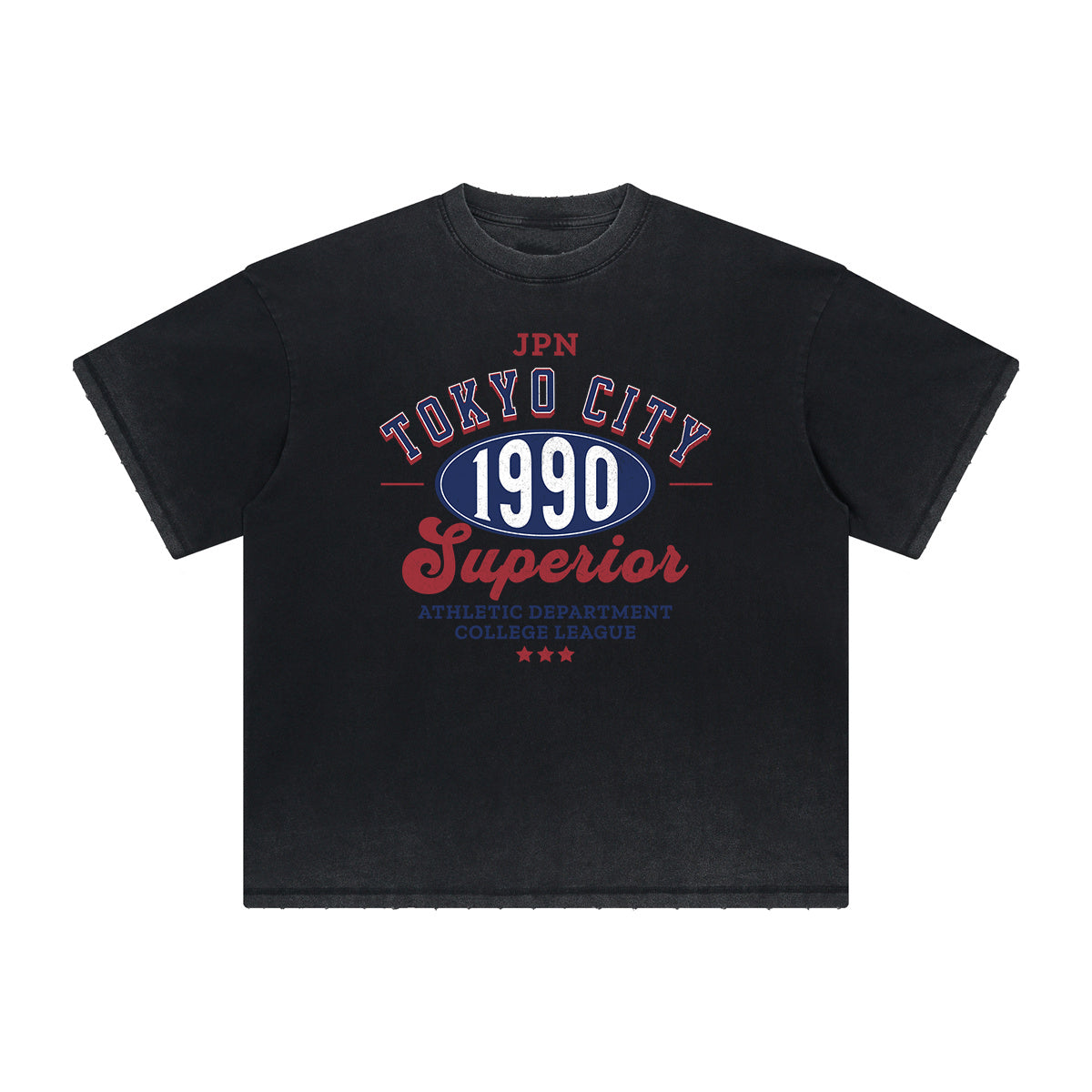 Camiseta deportiva retro con estampado deshilachado vintage