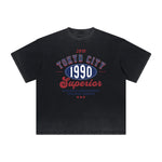 Camiseta deportiva retro con estampado deshilachado vintage