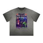 Camiseta con estampado vintage de grafiti deshilachado