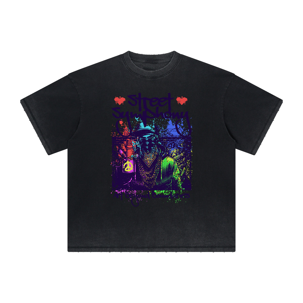 Camiseta gráfica gruesa con estilo grafiti descolorido