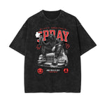 Washed Graffiti Style Graphic Cotton Tee