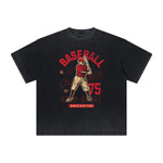 Camiseta deportiva retro con estampado deshilachado vintage