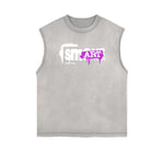 Camiseta sin mangas con estampado de grafiti desgastado