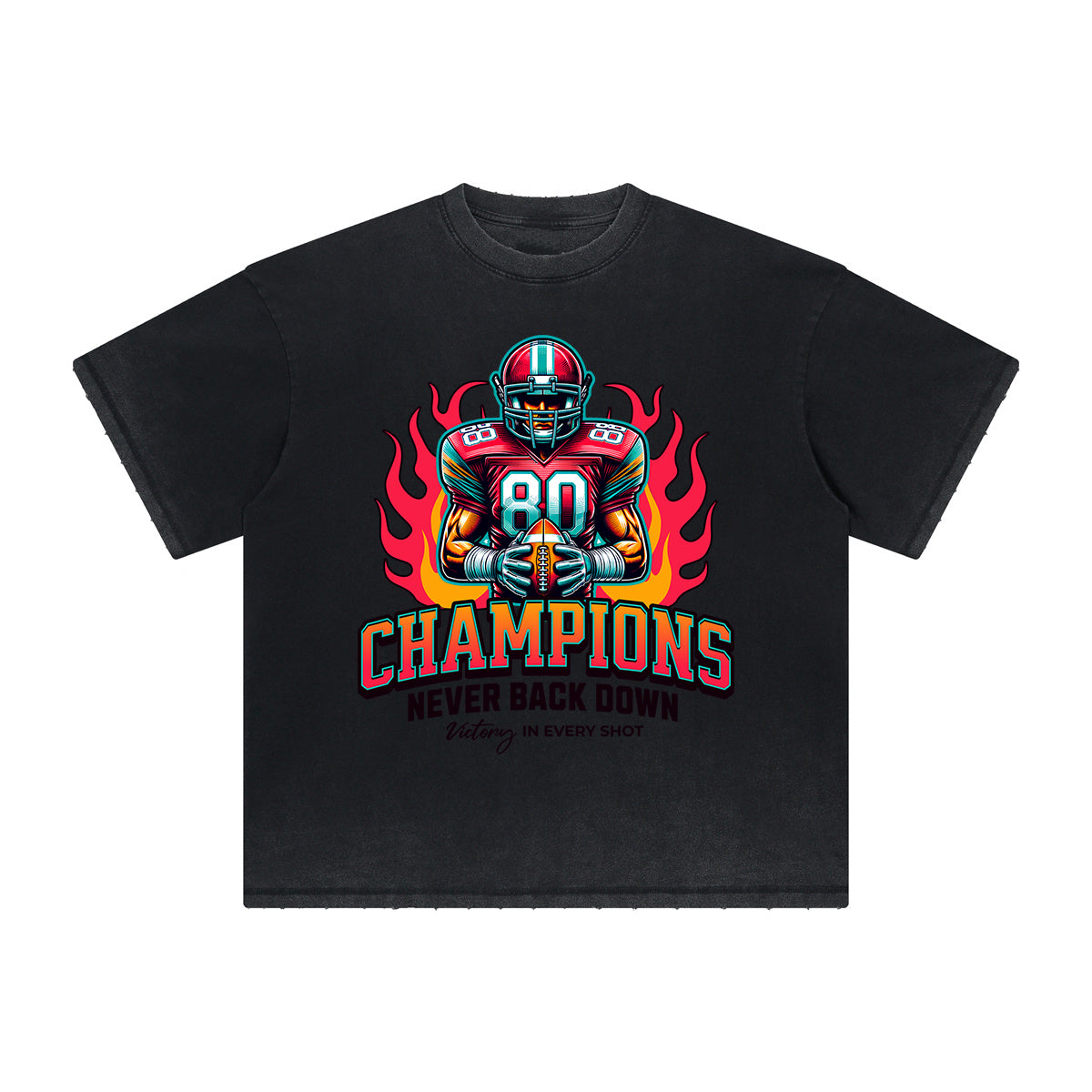 Camiseta deportiva retro con estampado deshilachado vintage