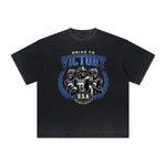 Camiseta deportiva retro con estampado deshilachado vintage