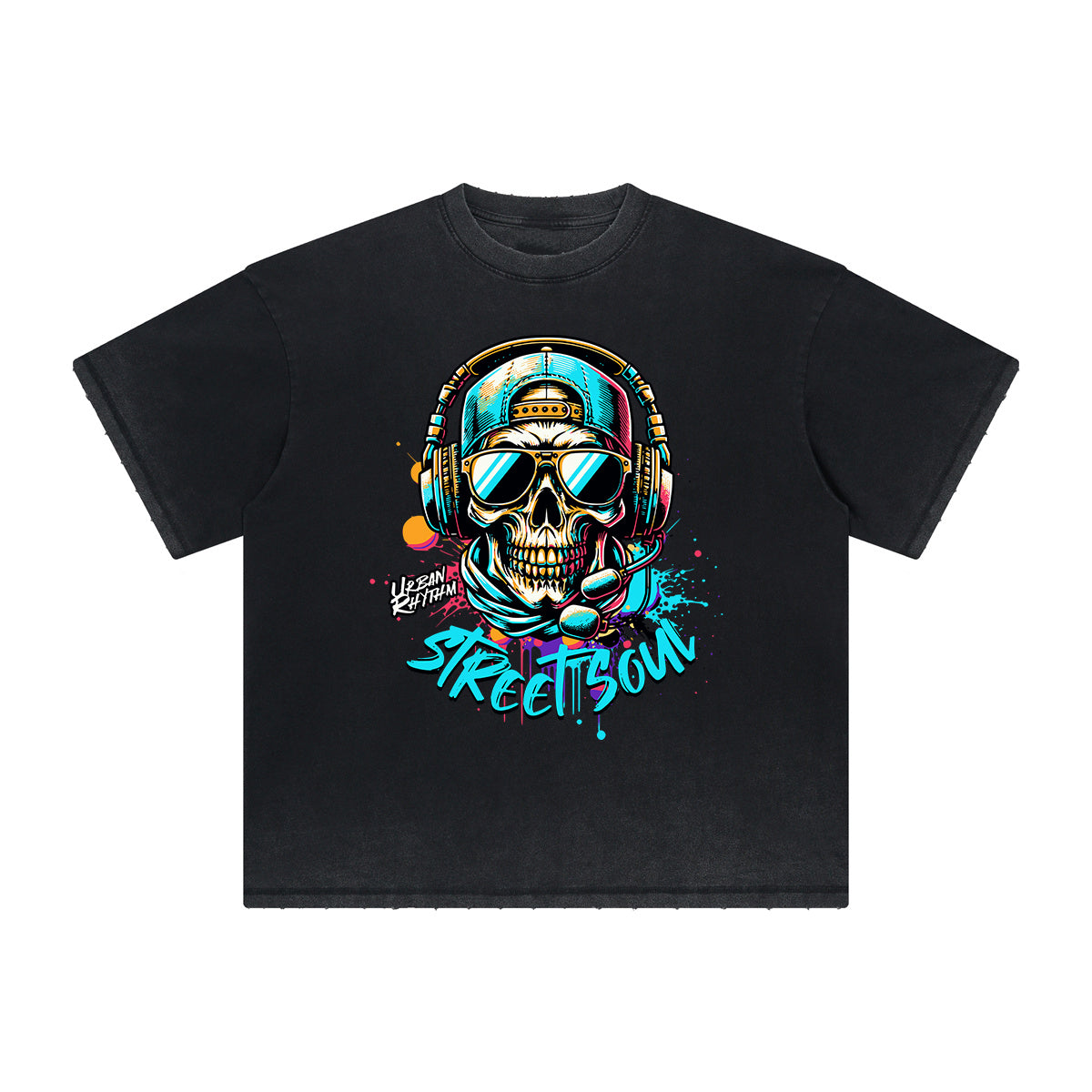 Camiseta gráfica gruesa con estilo grafiti descolorido
