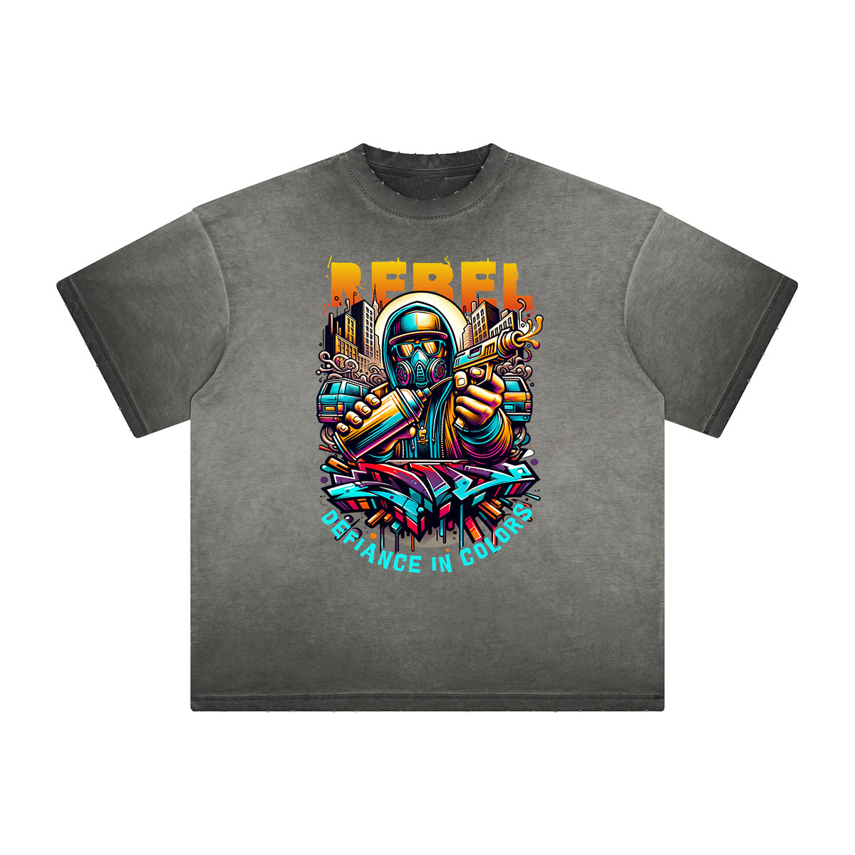 Camiseta con estampado vintage de grafiti deshilachado