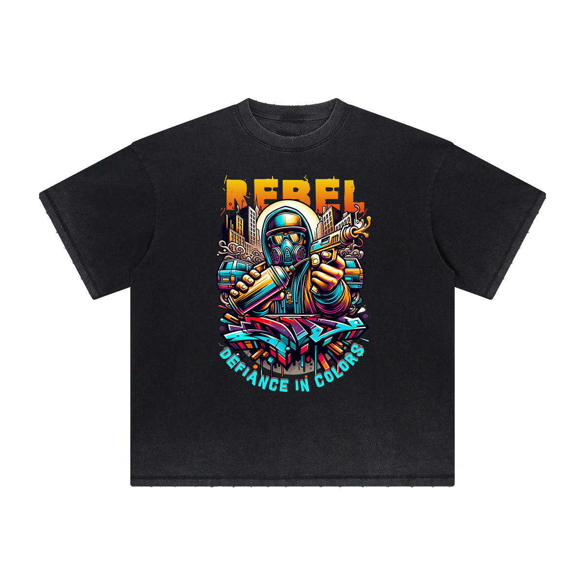 Camiseta gráfica gruesa con estilo grafiti descolorido