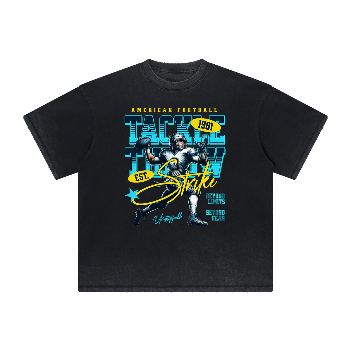 Camiseta deportiva retro con estampado deshilachado vintage