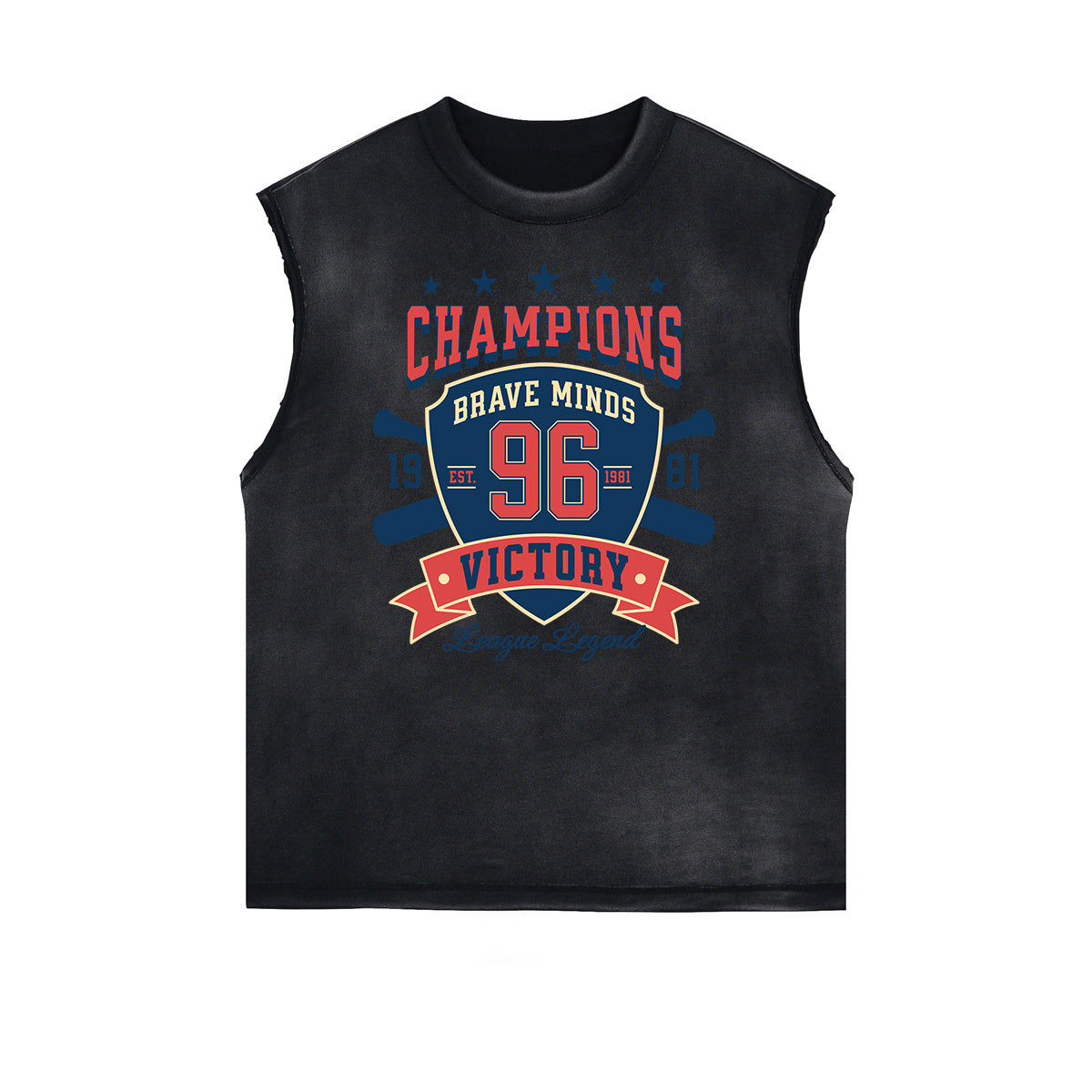 Camiseta sin mangas con gráfico deshilachado de estilo deportivo retro