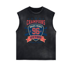 Camiseta sin mangas con gráfico deshilachado de estilo deportivo retro