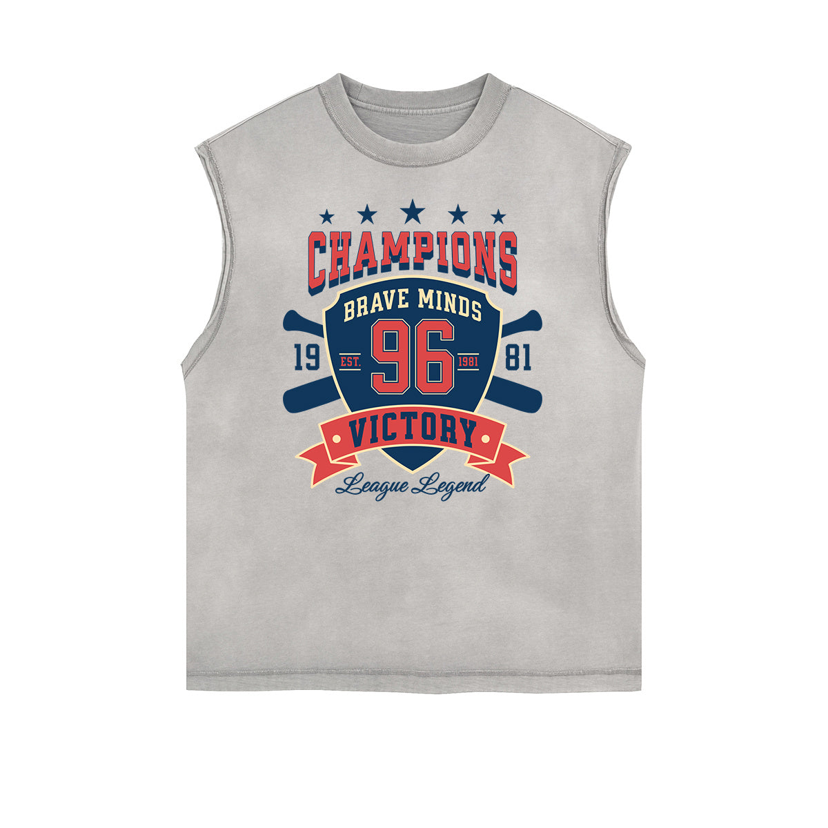 Camiseta sin mangas con estampado desgastado de estilo deportivo retro