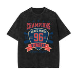 Retro Sporty Style Washed Cotton Graphic Tee