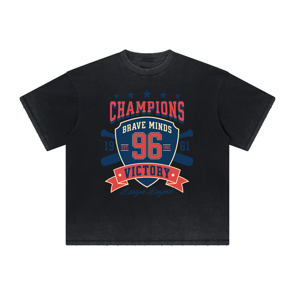 Camiseta deportiva retro con estampado deshilachado vintage
