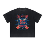 Camiseta deportiva retro con estampado deshilachado vintage