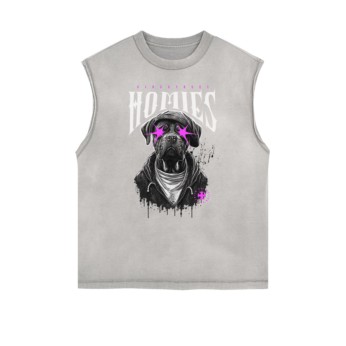 Camiseta sin mangas con estampado de grafiti desgastado