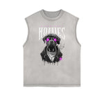 Camiseta sin mangas con estampado de grafiti desgastado