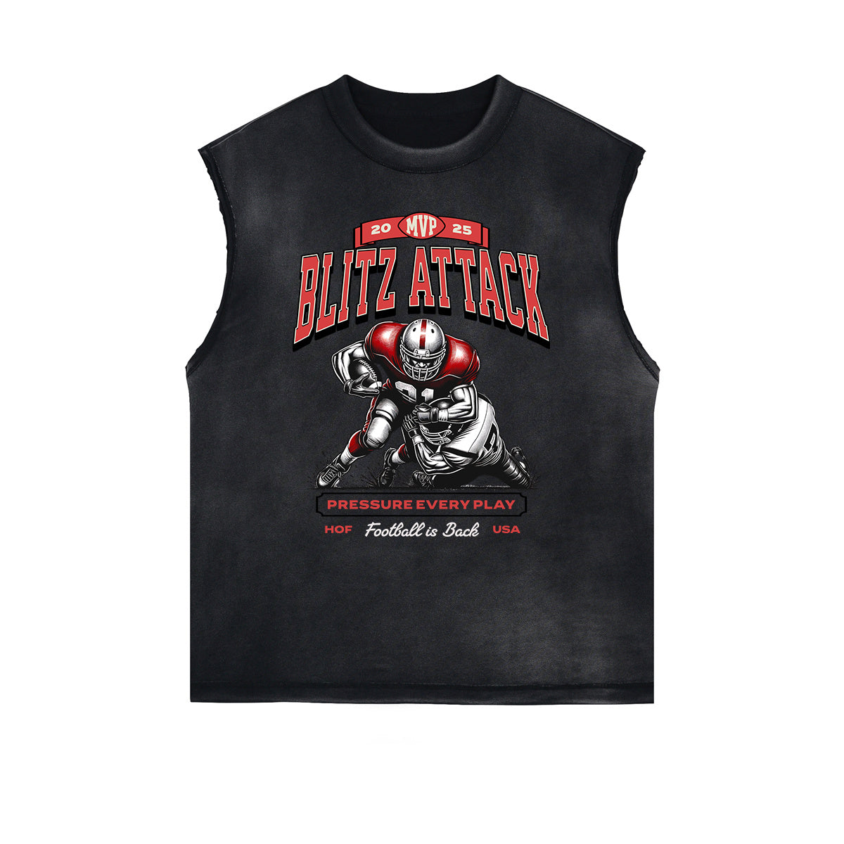 Camiseta sin mangas con gráfico deshilachado de estilo deportivo retro