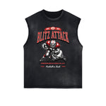 Camiseta sin mangas con gráfico deshilachado de estilo deportivo retro