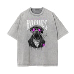 Stone Wash Graffiti Style Graphic Tee