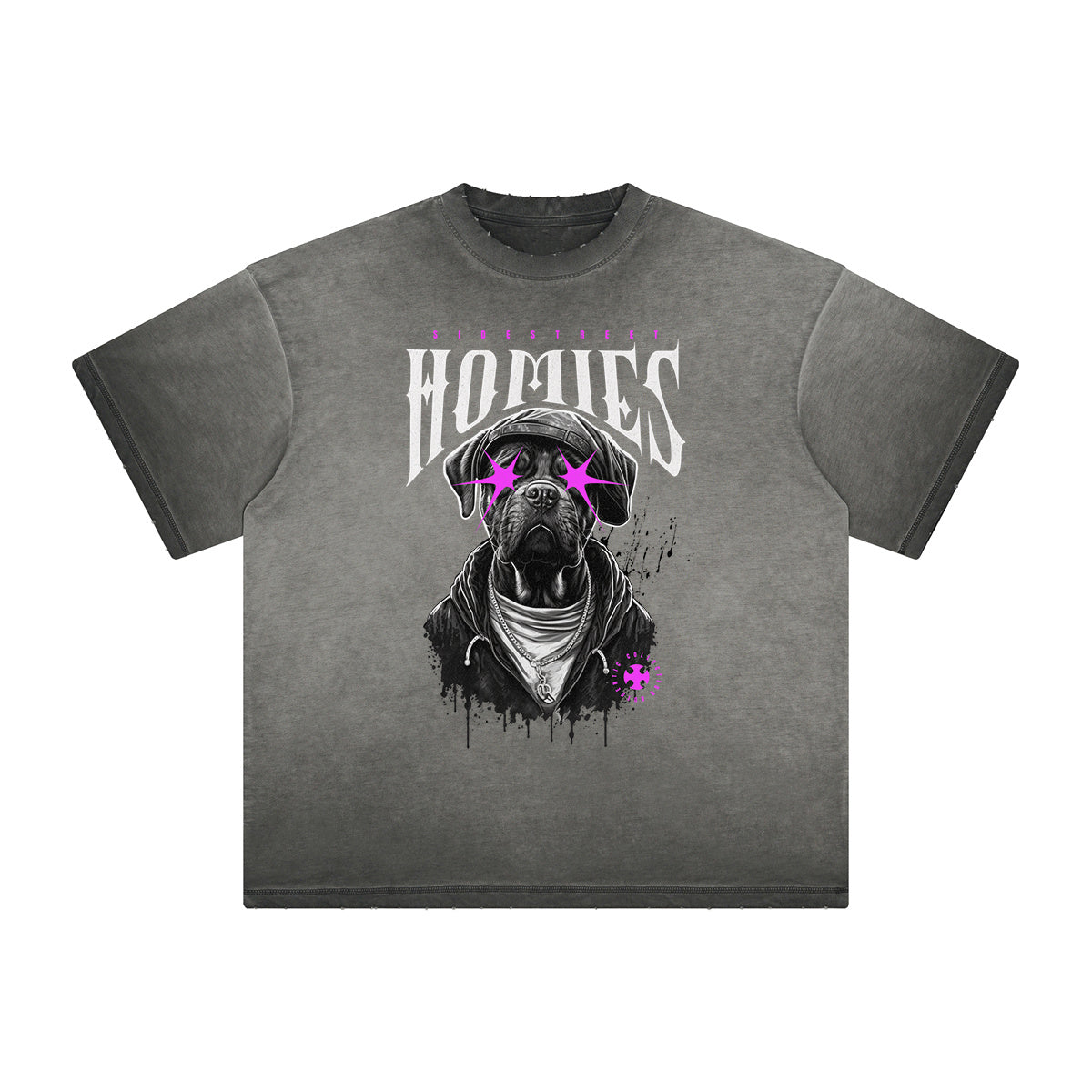 Camiseta con estampado vintage de grafiti deshilachado