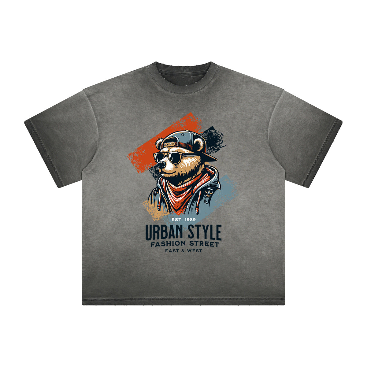 Camiseta con estampado vintage de grafiti deshilachado