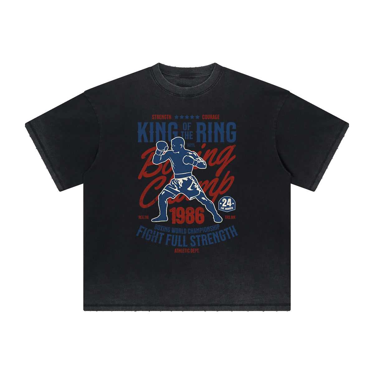 Camiseta deportiva retro con estampado deshilachado vintage