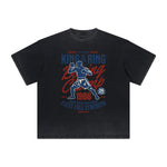 Camiseta deportiva retro con estampado deshilachado vintage