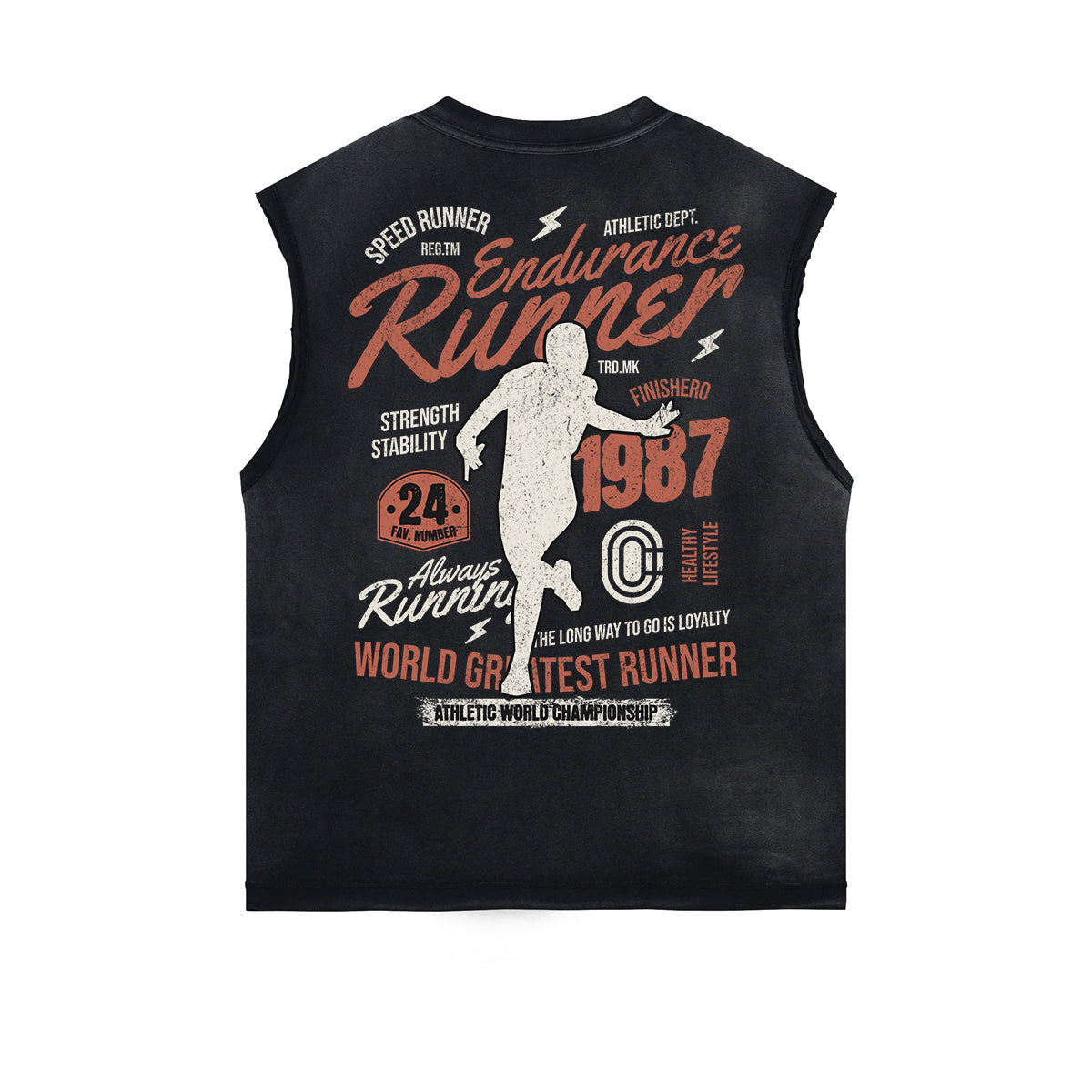 Camiseta sin mangas con gráfico deshilachado de estilo deportivo retro