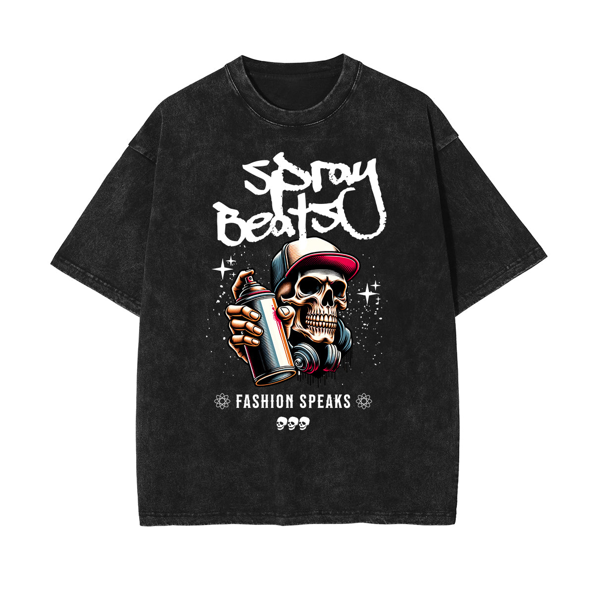 Washed Graffiti Style Graphic Cotton Tee