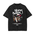 Washed Graffiti Style Graphic Cotton Tee