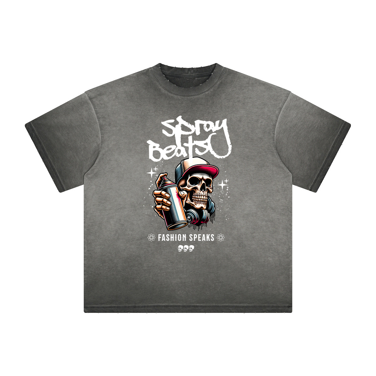 Camiseta con estampado vintage de grafiti deshilachado
