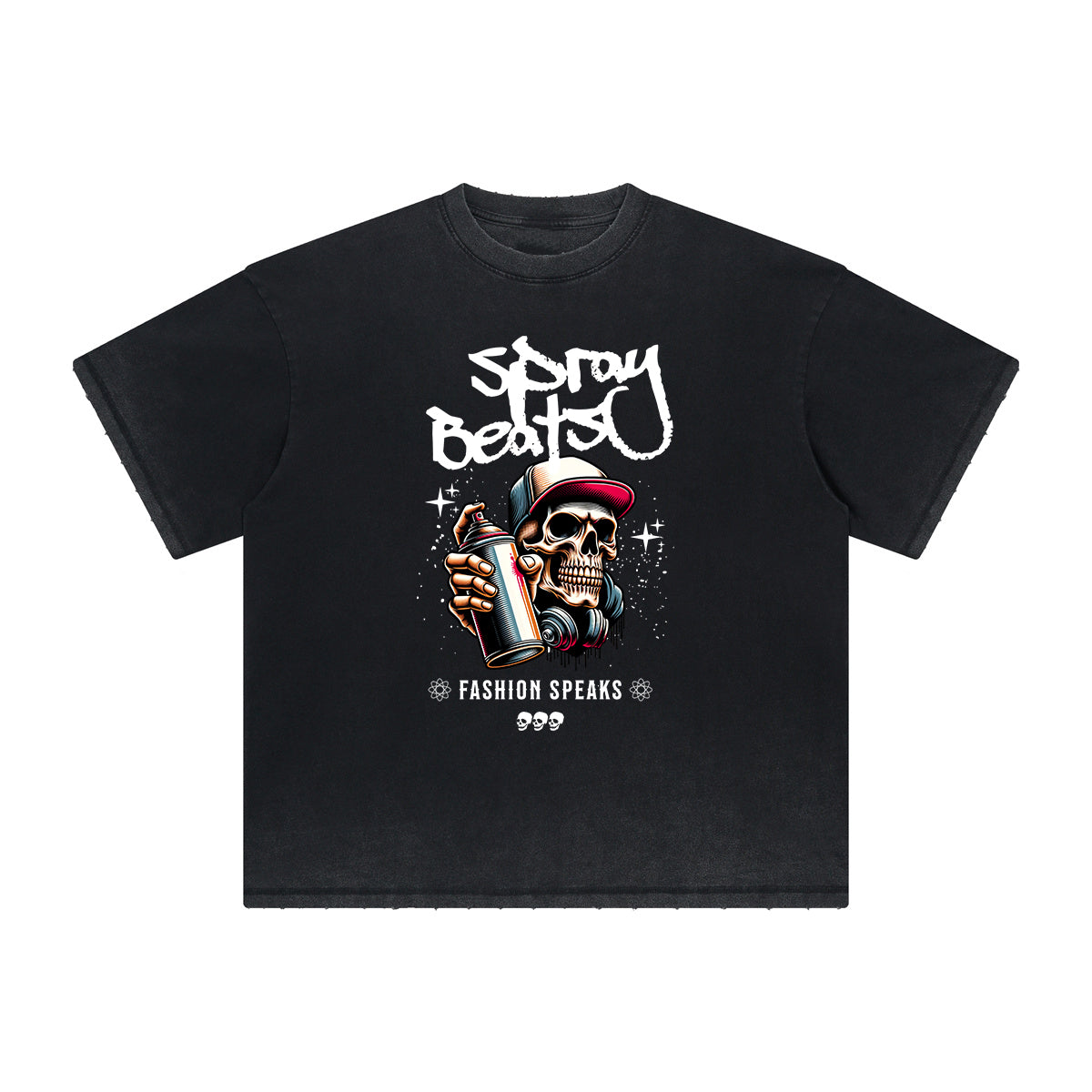 Camiseta gráfica gruesa con estilo grafiti descolorido