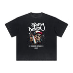 Camiseta gráfica gruesa con estilo grafiti descolorido