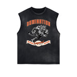 Camiseta sin mangas con gráfico deshilachado de estilo deportivo retro