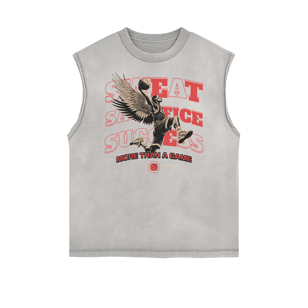 Camiseta sin mangas con estampado desgastado de estilo deportivo retro