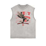 Camiseta sin mangas con estampado desgastado de estilo deportivo retro