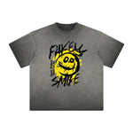 Camiseta con estampado vintage de grafiti deshilachado