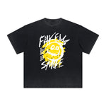 Camiseta gráfica gruesa con estilo grafiti descolorido