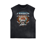 Camiseta sin mangas con estampado asiático desgastado