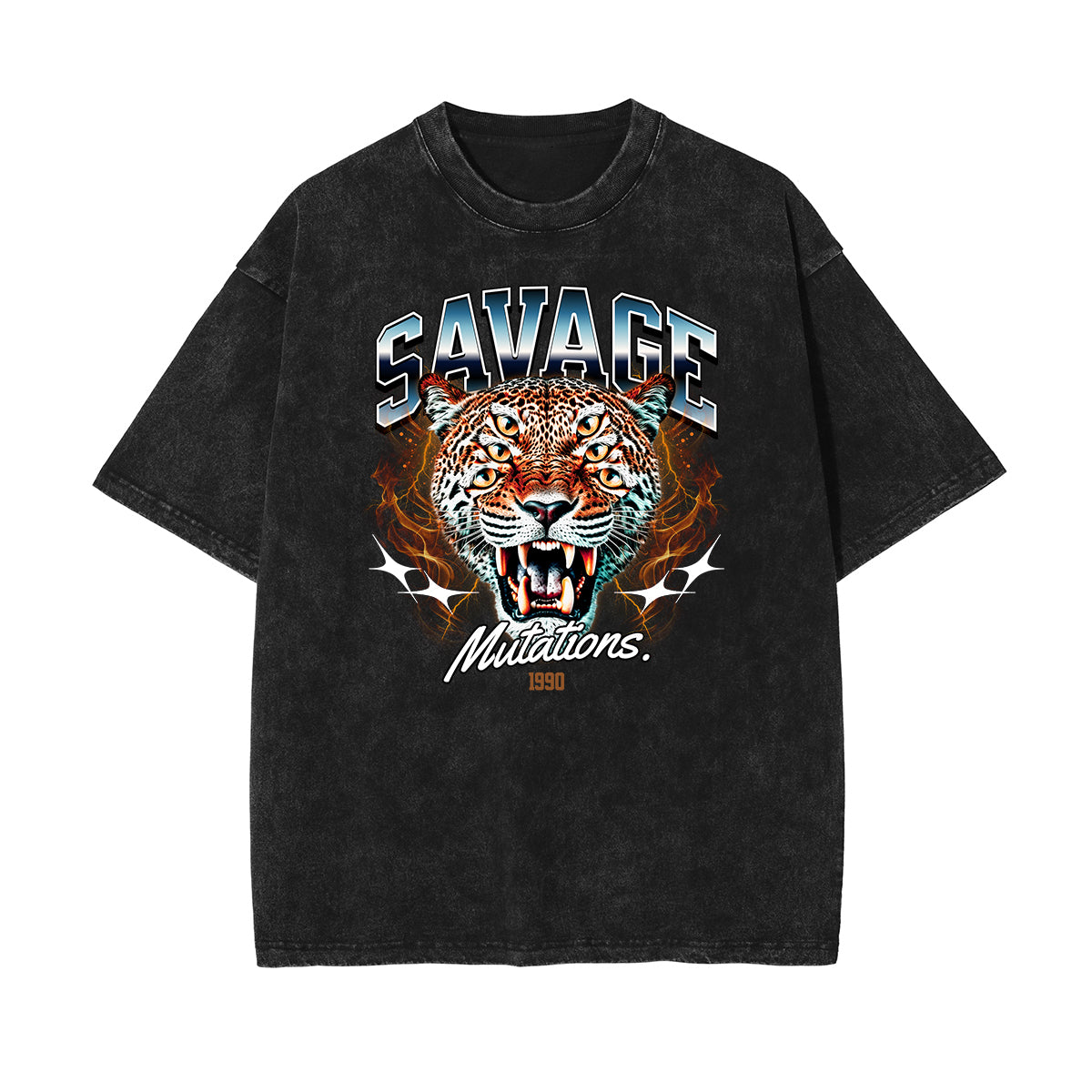 Washed Asian Style Graphic Cotton Tee