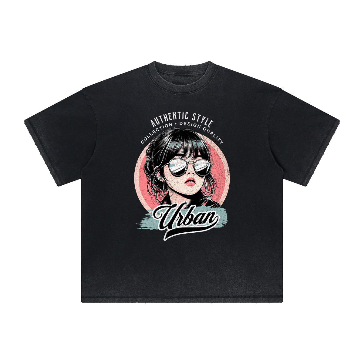 Vintage Frayed Asian Style Pattern Tee