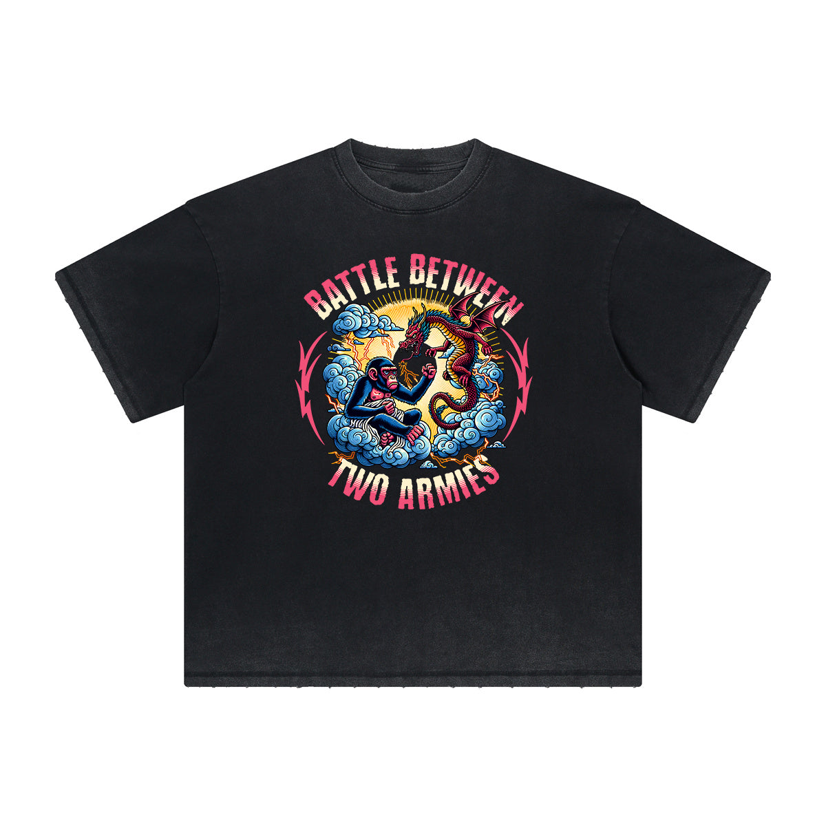 Vintage Frayed Asian Style Pattern Tee