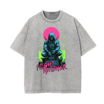 Stone Wash Asian Style Pattern T Shirt