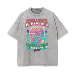 Camiseta con estampado de calavera lavada a la piedra