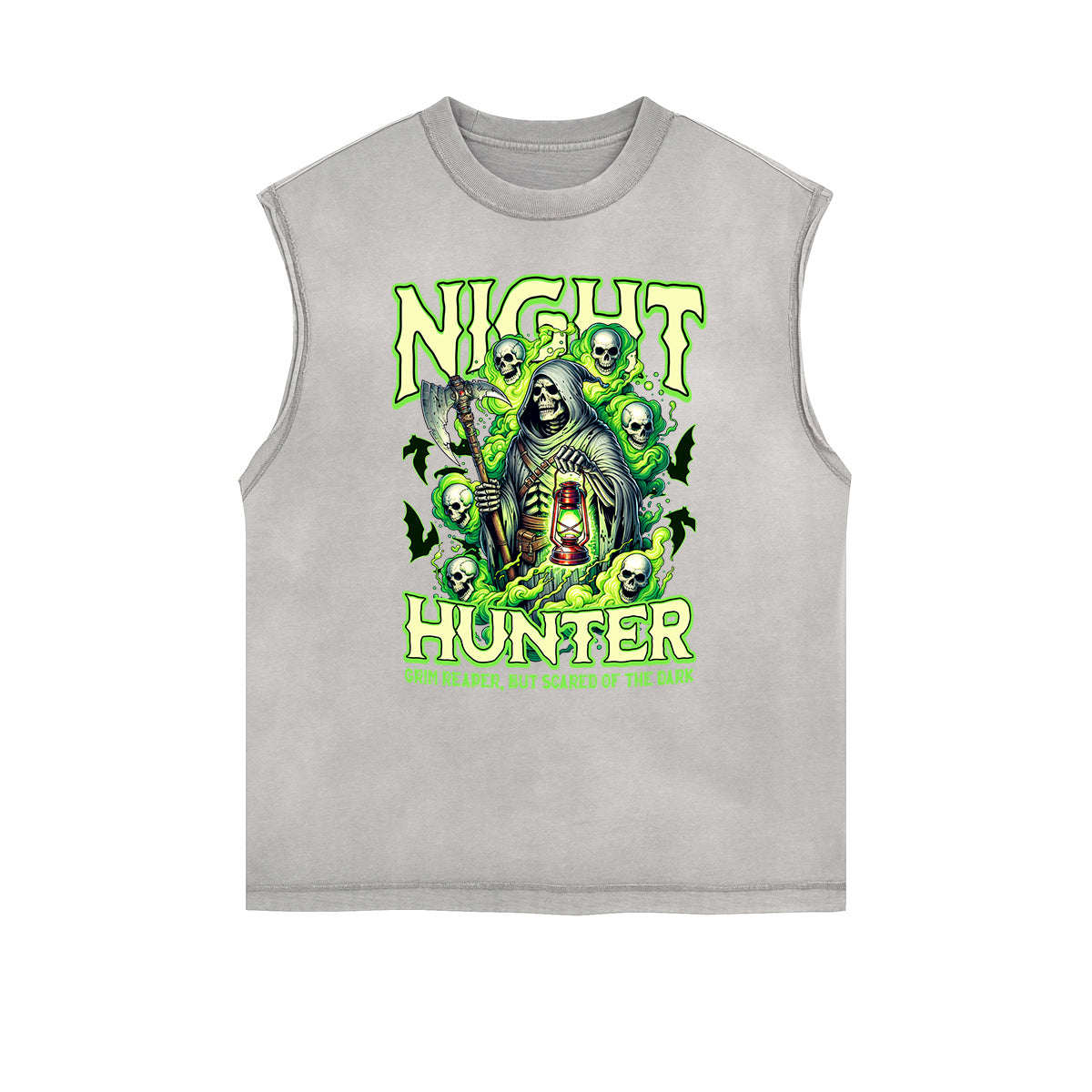 Camiseta sin mangas con estampado de calavera desgastada