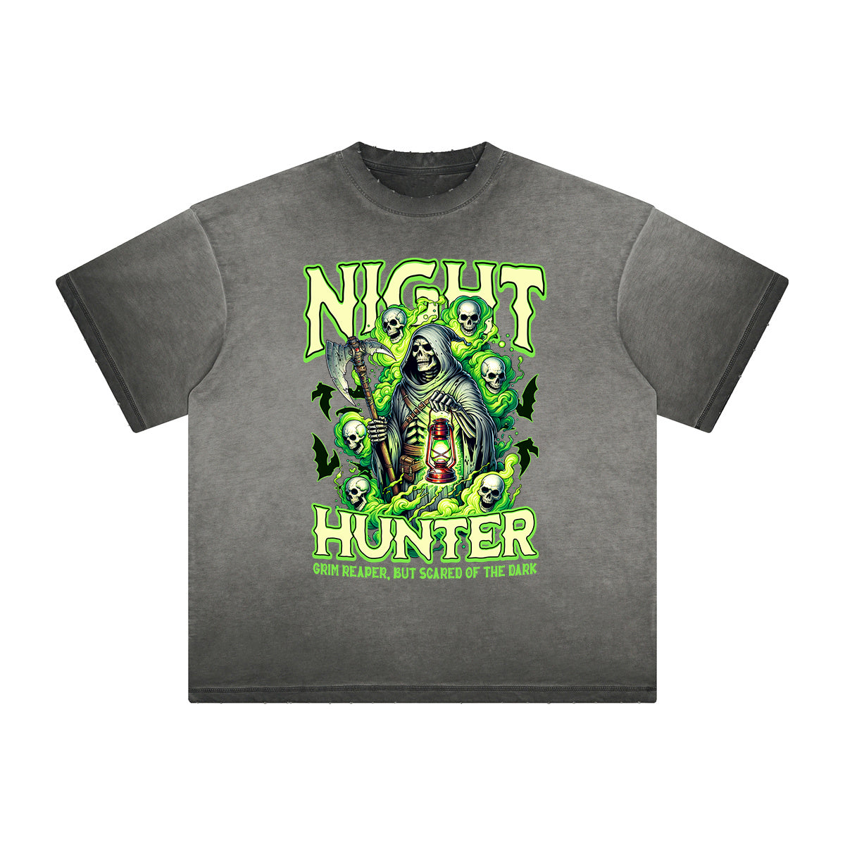 Vintage Frayed Skull Pattern Tee