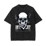 Camiseta de algodón con estampado de calavera lavada