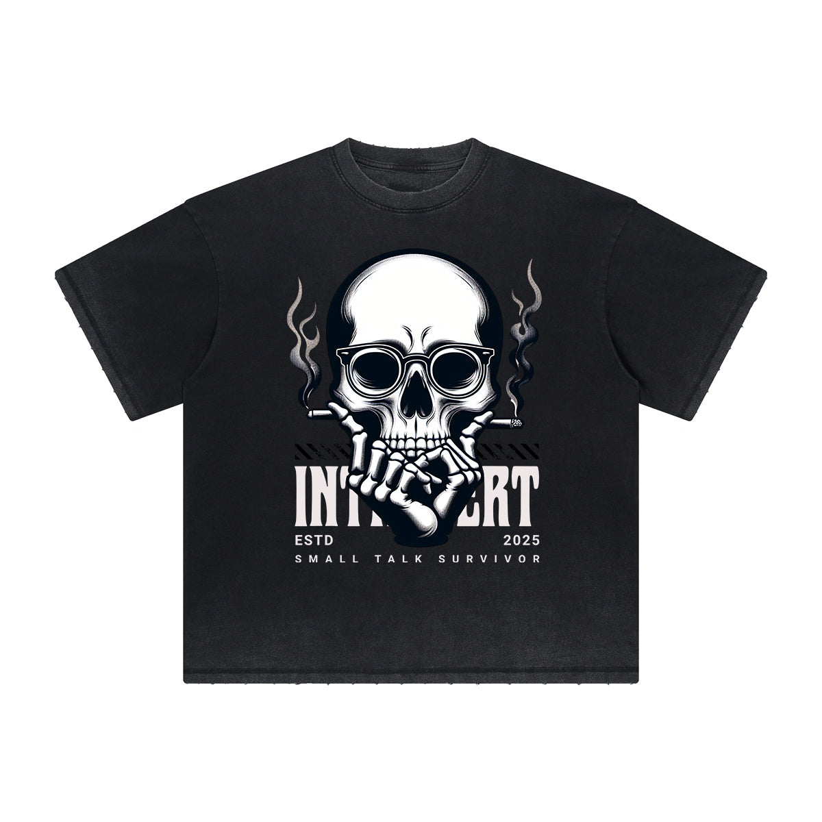 Thick Faded Skull Graphic T Shirt