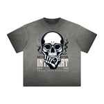 Vintage Frayed Skull Pattern Tee